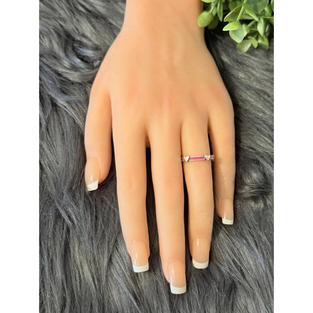 James Avery Pink Enamel Band With Hearts Ring - Picture 5 of 6